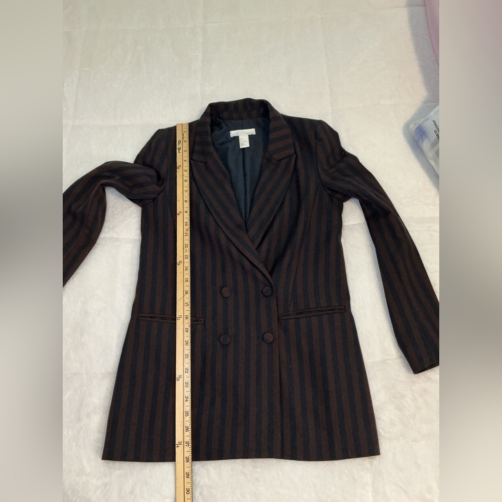 Women's Striped Black and Brown Blazer - Picture 8 of 10